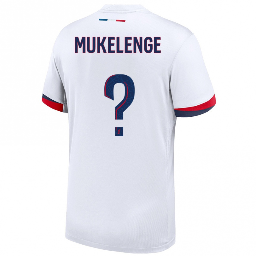 Niño Fútbol Camiseta Christ Mukelenge #0 Blanco Azul Rojo 2ª Equipación 2024/25