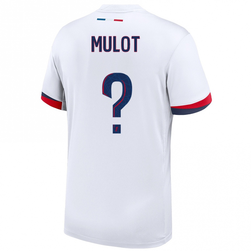 Niño Fútbol Camiseta Marie Mulot #0 Blanco Azul Rojo 2ª Equipación 2024/25