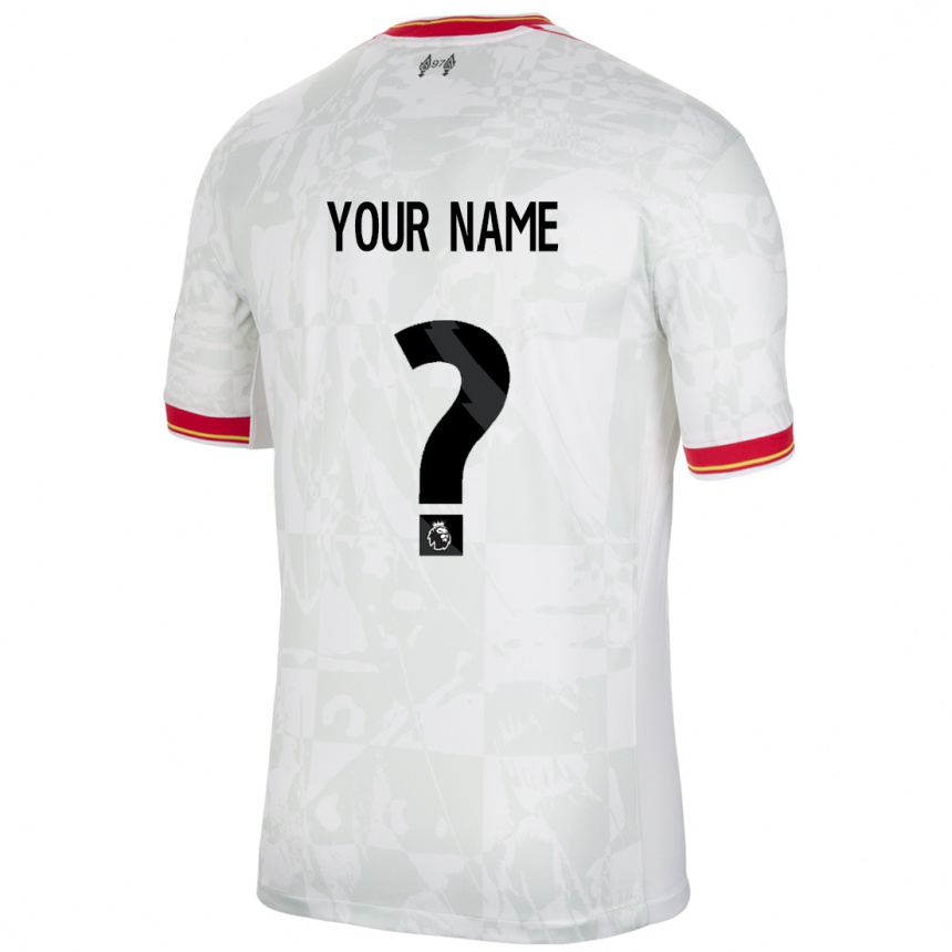 Niño Fútbol Camiseta Su Nombre #0 Blanco Rojo Negro Equipación Tercera 2024/25