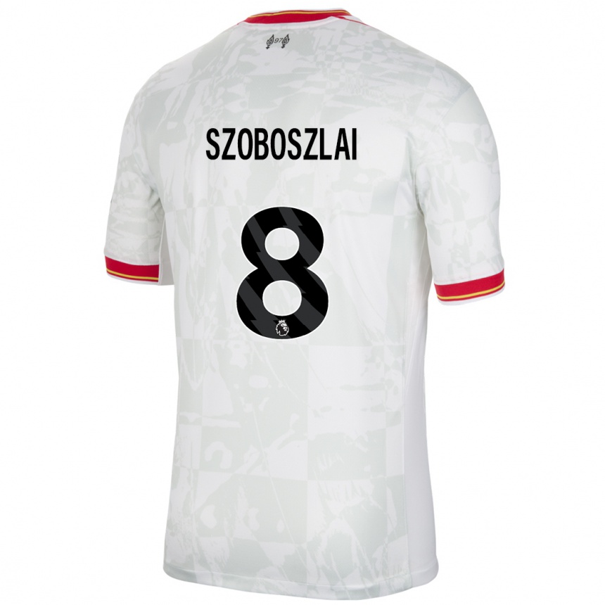 Niño Fútbol Camiseta Dominik Szoboszlai #8 Blanco Rojo Negro Equipación Tercera 2024/25