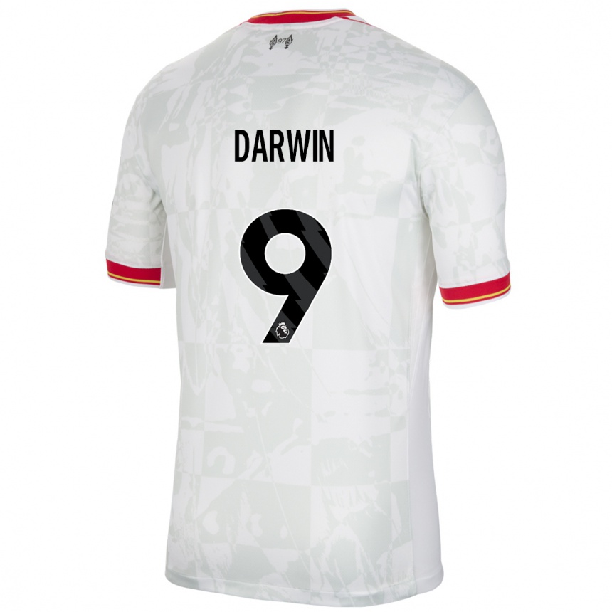 Niño Fútbol Camiseta Darwin Nunez #9 Blanco Rojo Negro Equipación Tercera 2024/25