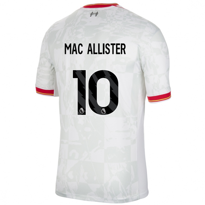 Niño Fútbol Camiseta Alexis Mac Allister #10 Blanco Rojo Negro Equipación Tercera 2024/25