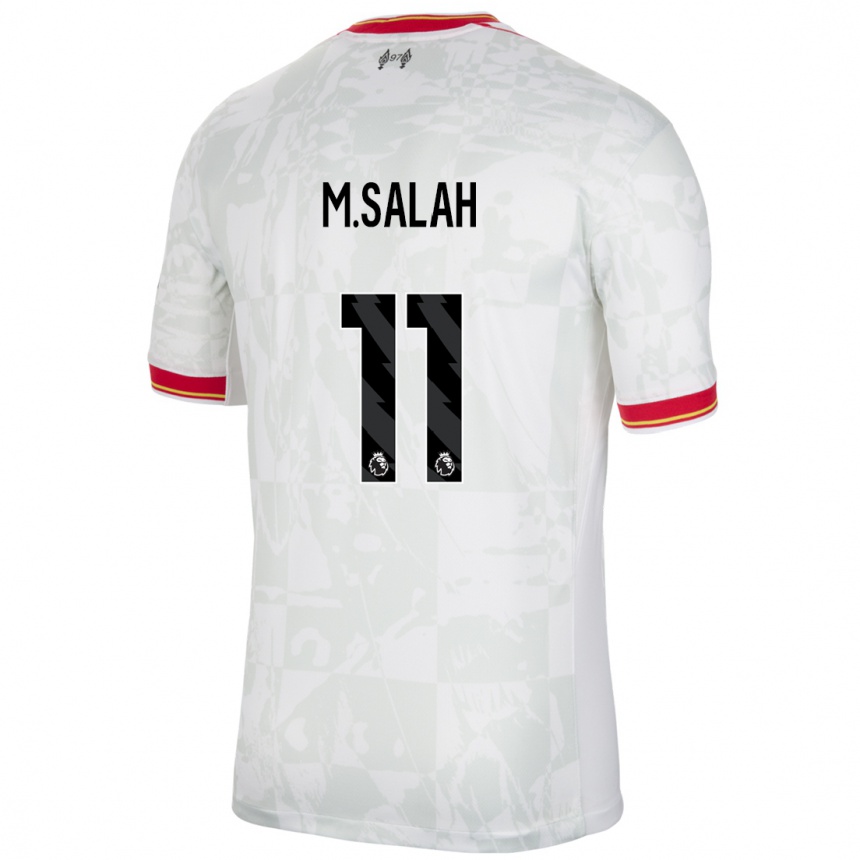 Niño Fútbol Camiseta Mohamed Salah #11 Blanco Rojo Negro Equipación Tercera 2024/25