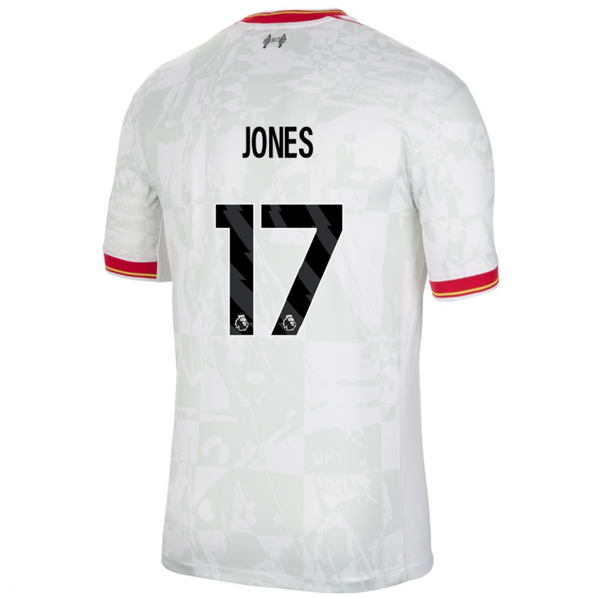 Niño Fútbol Camiseta Curtis Jones #17 Blanco Rojo Negro Equipación Tercera 2024/25