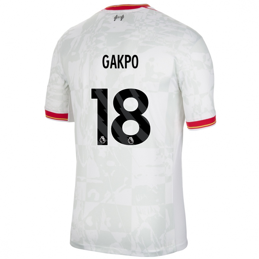 Niño Fútbol Camiseta Cody Gakpo #18 Blanco Rojo Negro Equipación Tercera 2024/25