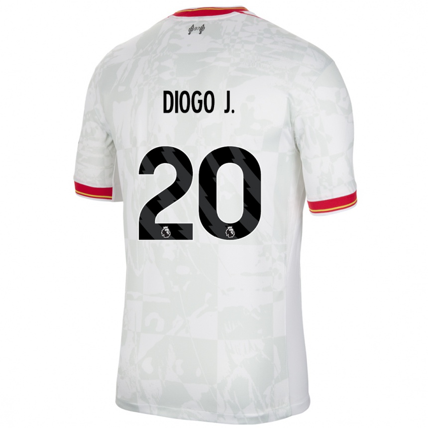 Niño Fútbol Camiseta Diogo Jota #20 Blanco Rojo Negro Equipación Tercera 2024/25