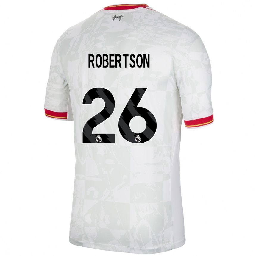 Niño Fútbol Camiseta Andrew Robertson #26 Blanco Rojo Negro Equipación Tercera 2024/25