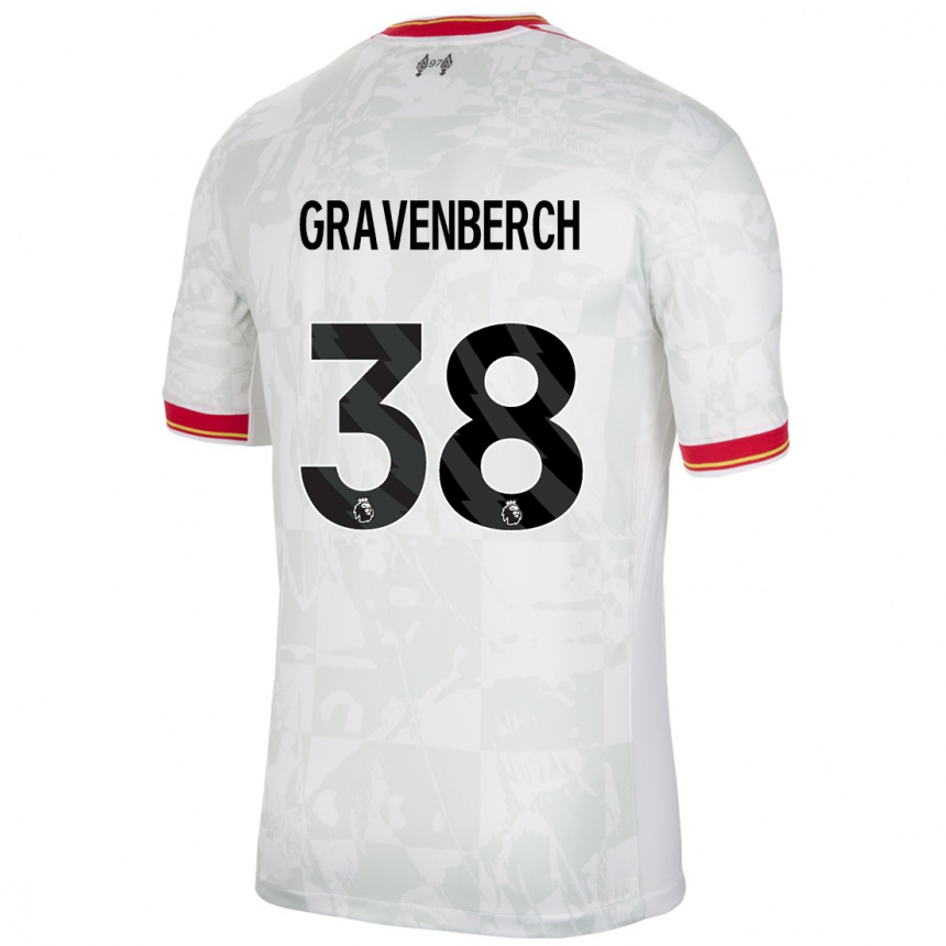 Niño Fútbol Camiseta Ryan Gravenberch #38 Blanco Rojo Negro Equipación Tercera 2024/25