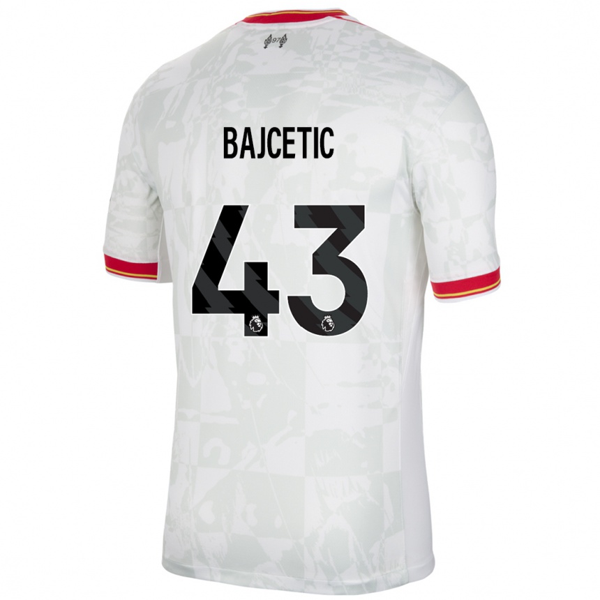 Niño Fútbol Camiseta Stefan Bajcetic #43 Blanco Rojo Negro Equipación Tercera 2024/25