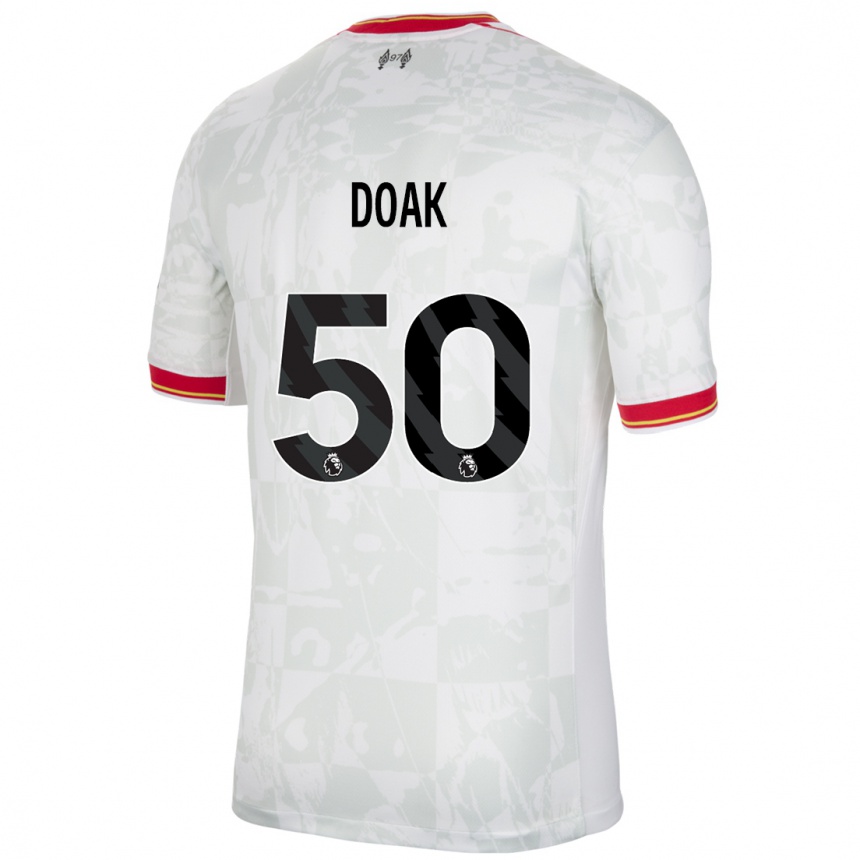 Niño Fútbol Camiseta Ben Doak #50 Blanco Rojo Negro Equipación Tercera 2024/25