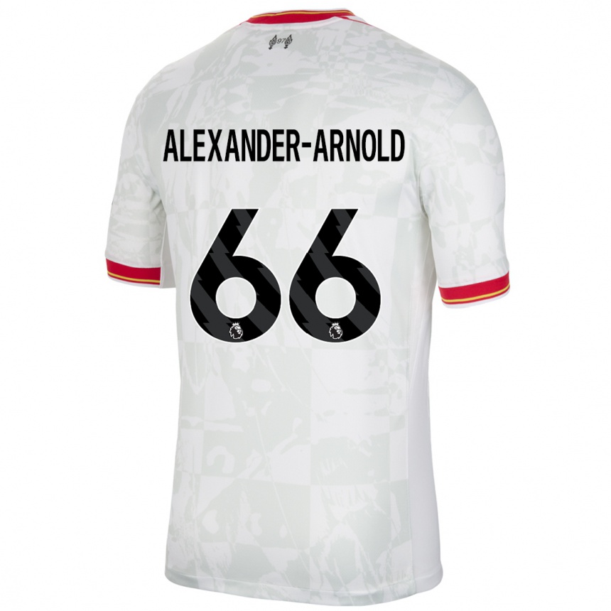 Niño Fútbol Camiseta Trent Alexander-Arnold #66 Blanco Rojo Negro Equipación Tercera 2024/25