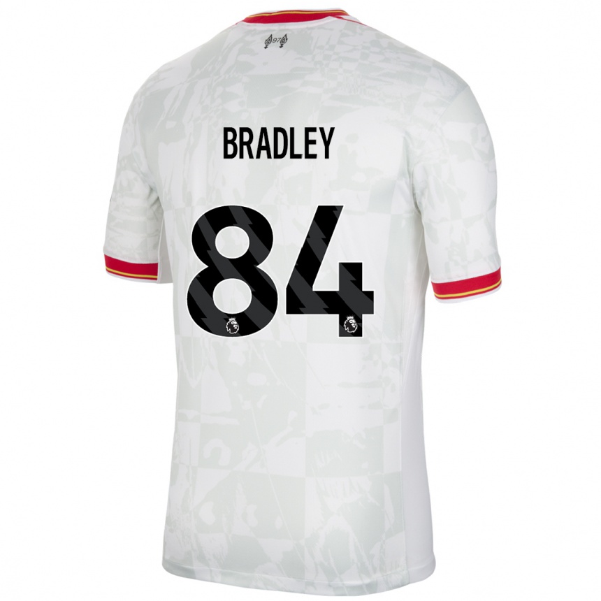 Niño Fútbol Camiseta Conor Bradley #84 Blanco Rojo Negro Equipación Tercera 2024/25