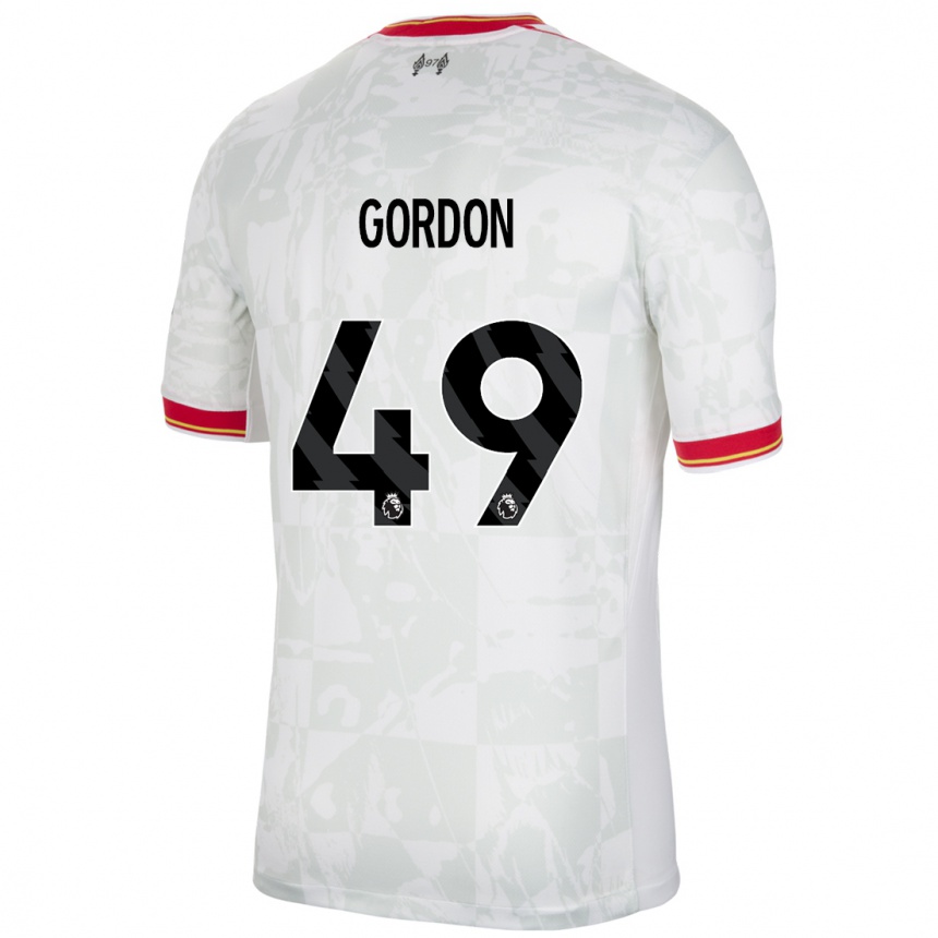 Niño Fútbol Camiseta Kaide Gordon #49 Blanco Rojo Negro Equipación Tercera 2024/25