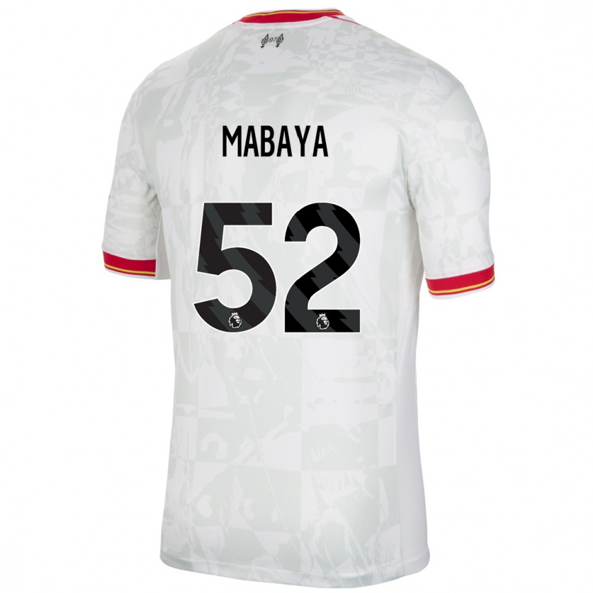 Niño Fútbol Camiseta Isaac Mabaya #52 Blanco Rojo Negro Equipación Tercera 2024/25