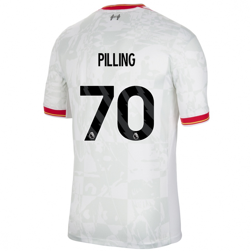 Niño Fútbol Camiseta Tommy Pilling #70 Blanco Rojo Negro Equipación Tercera 2024/25