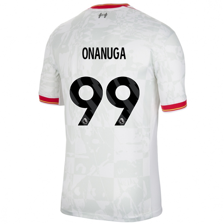 Niño Fútbol Camiseta Fola Onanuga #99 Blanco Rojo Negro Equipación Tercera 2024/25