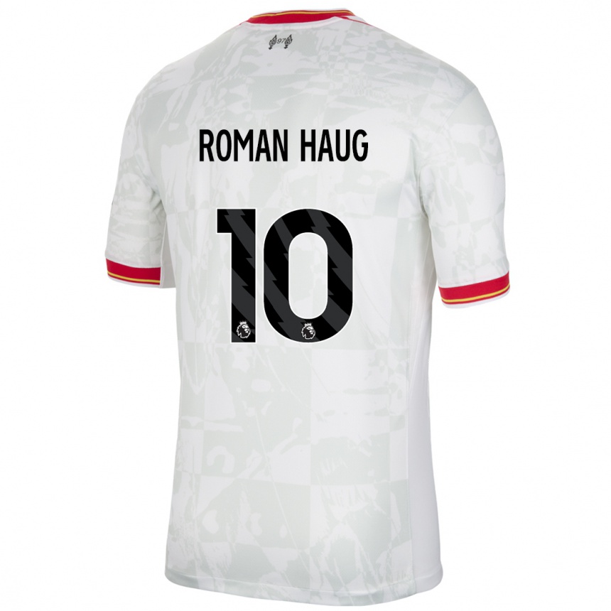 Niño Fútbol Camiseta Sophie Román Haug #10 Blanco Rojo Negro Equipación Tercera 2024/25