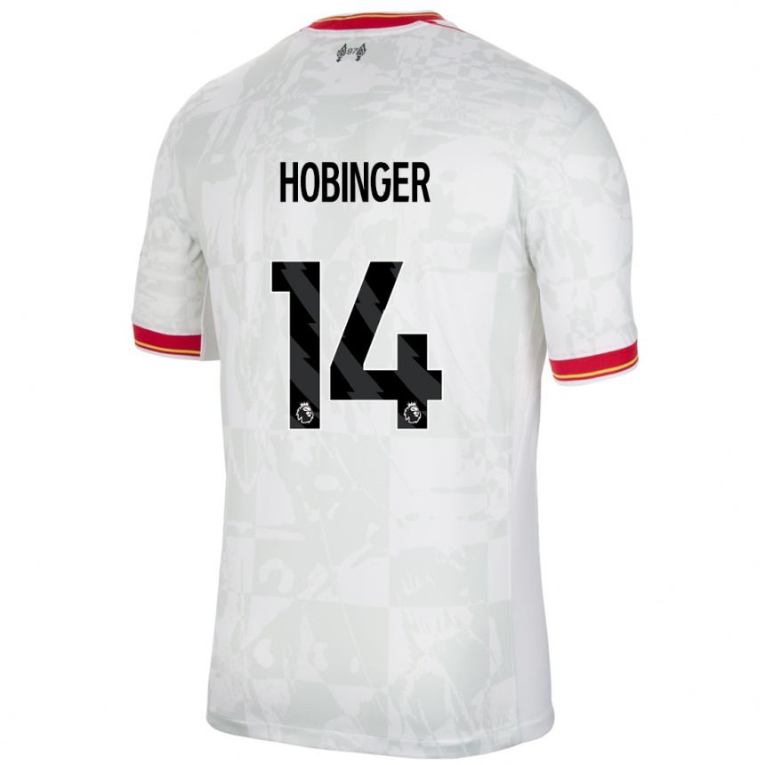 Niño Fútbol Camiseta Marie Höbinger #14 Blanco Rojo Negro Equipación Tercera 2024/25