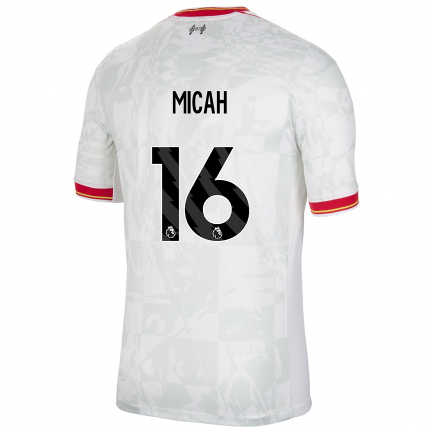 Niño Fútbol Camiseta Teagan Micah #16 Blanco Rojo Negro Equipación Tercera 2024/25