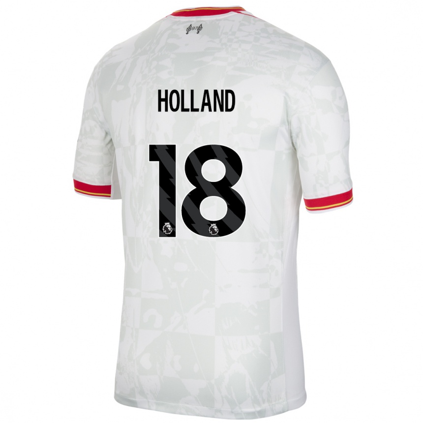 Niño Fútbol Camiseta Ceri Holland #18 Blanco Rojo Negro Equipación Tercera 2024/25