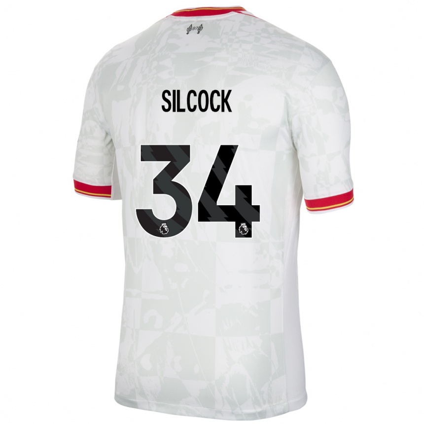 Niño Fútbol Camiseta Hannah Silcock #34 Blanco Rojo Negro Equipación Tercera 2024/25