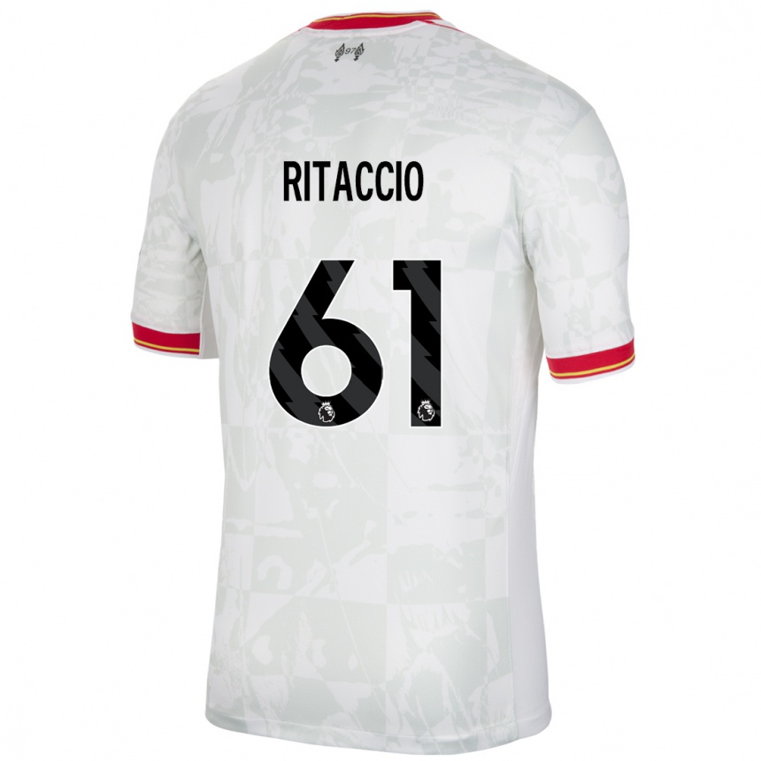 Niño Fútbol Camiseta Matteo Ritaccio #61 Blanco Rojo Negro Equipación Tercera 2024/25