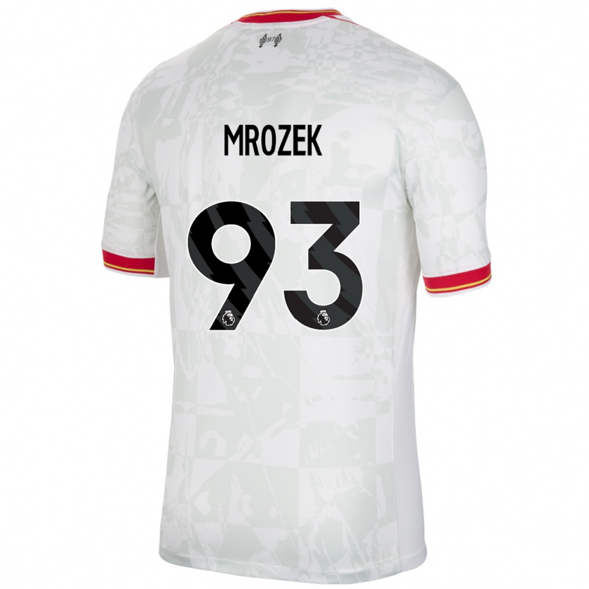 Niño Fútbol Camiseta Fabian Mrozek #93 Blanco Rojo Negro Equipación Tercera 2024/25