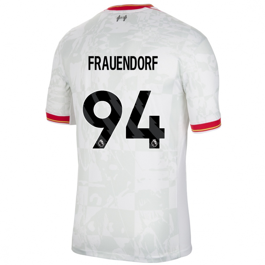 Niño Fútbol Camiseta Melkamu Frauendorf #94 Blanco Rojo Negro Equipación Tercera 2024/25