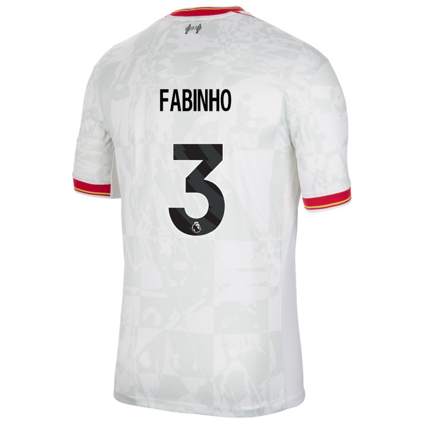 Niño Fútbol Camiseta Fabinho #3 Blanco Rojo Negro Equipación Tercera 2024/25