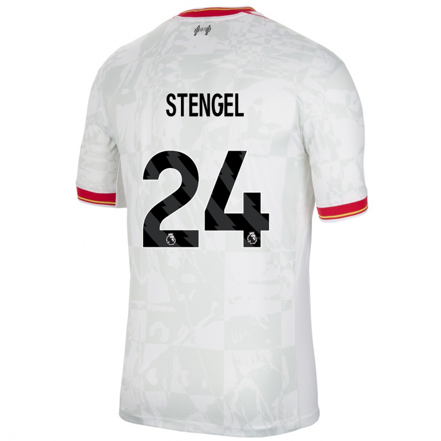 Niño Fútbol Camiseta Katie Stengel #24 Blanco Rojo Negro Equipación Tercera 2024/25