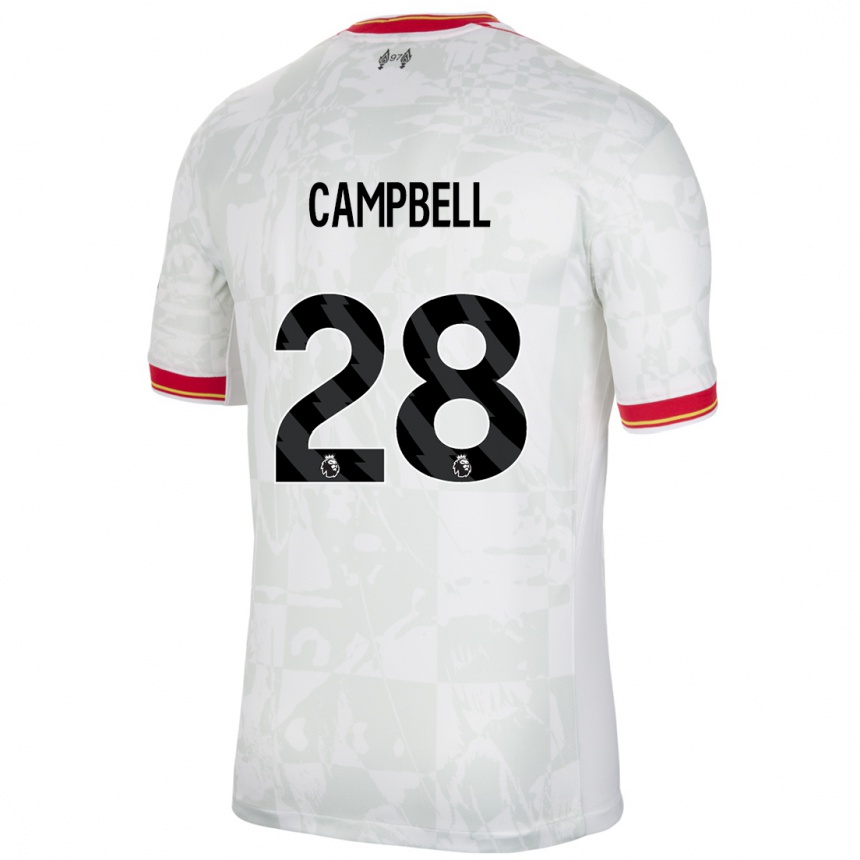 Niño Fútbol Camiseta Megan Campbell #28 Blanco Rojo Negro Equipación Tercera 2024/25