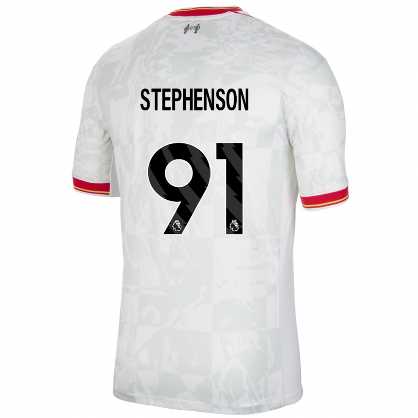 Niño Fútbol Camiseta Luca Stephenson #91 Blanco Rojo Negro Equipación Tercera 2024/25