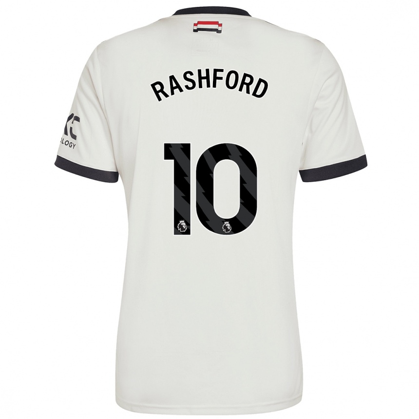 Niño Fútbol Camiseta Marcus Rashford #10 Blanquecino Equipación Tercera 2024/25