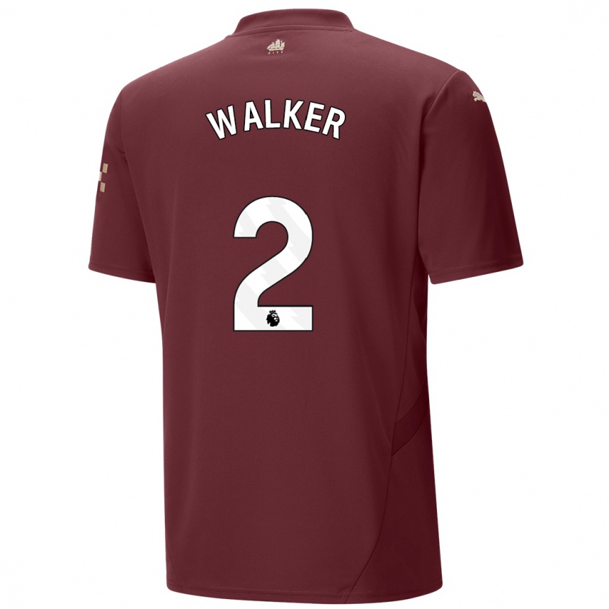 Niño Fútbol Camiseta Kyle Walker #2 Granate Equipación Tercera 2024/25