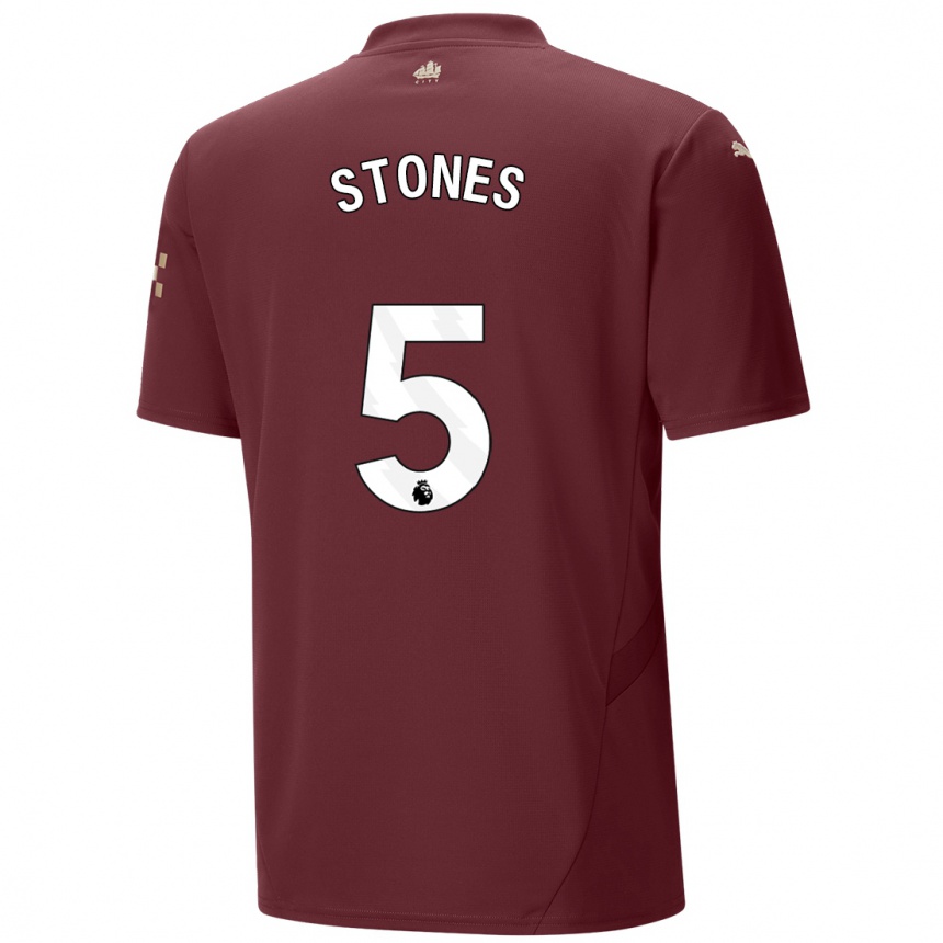 Niño Fútbol Camiseta John Stones #5 Granate Equipación Tercera 2024/25