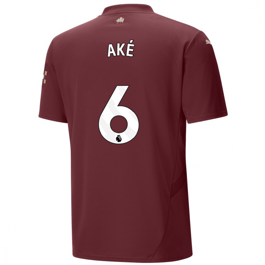 Niño Fútbol Camiseta Nathan Ake #6 Granate Equipación Tercera 2024/25