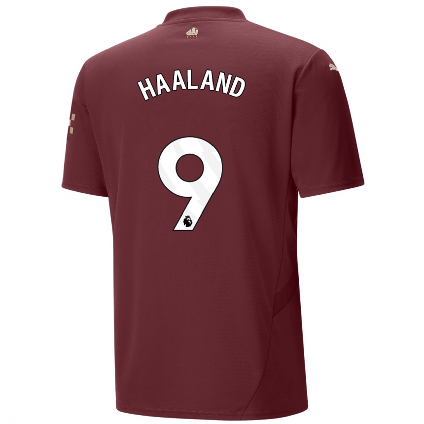 Niño Fútbol Camiseta Erling Haaland #9 Granate Equipación Tercera 2024/25