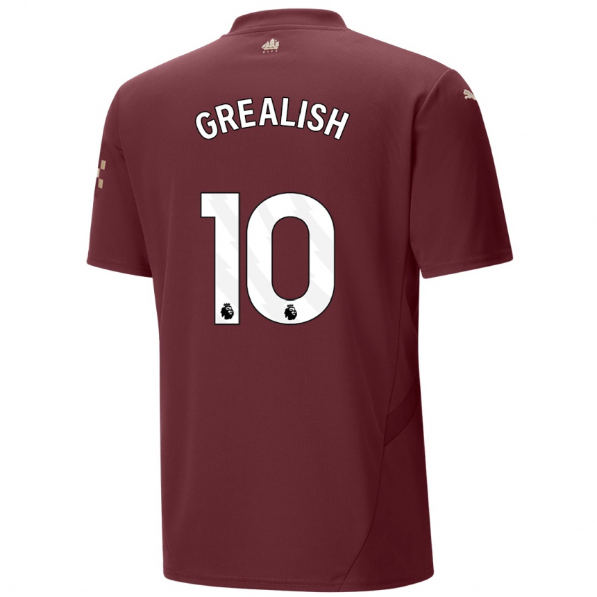 Niño Fútbol Camiseta Jack Grealish #10 Granate Equipación Tercera 2024/25