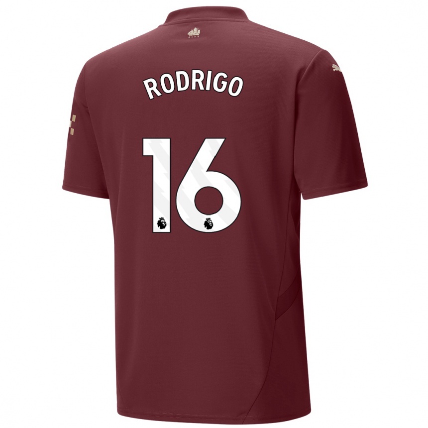 Niño Fútbol Camiseta Rodrigo Hernandez #16 Granate Equipación Tercera 2024/25