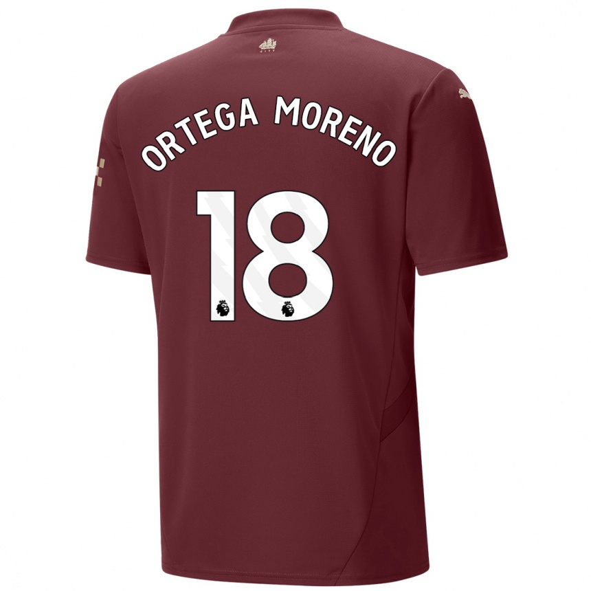 Niño Fútbol Camiseta Stefan Ortega Moreno #18 Granate Equipación Tercera 2024/25