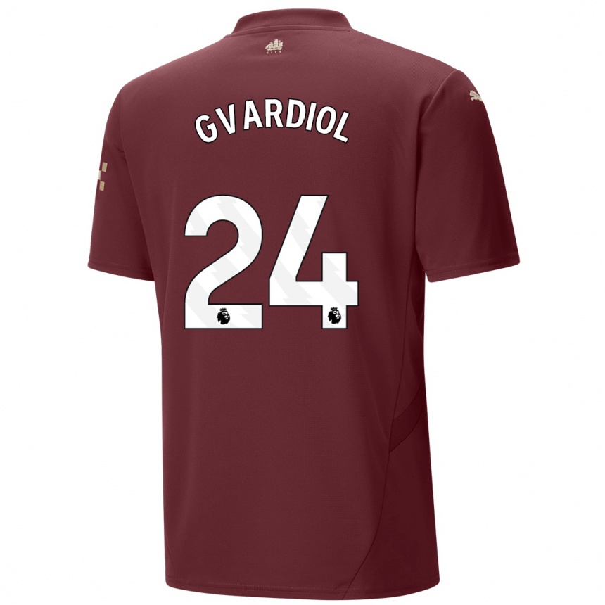 Niño Fútbol Camiseta Josko Gvardiol #24 Granate Equipación Tercera 2024/25