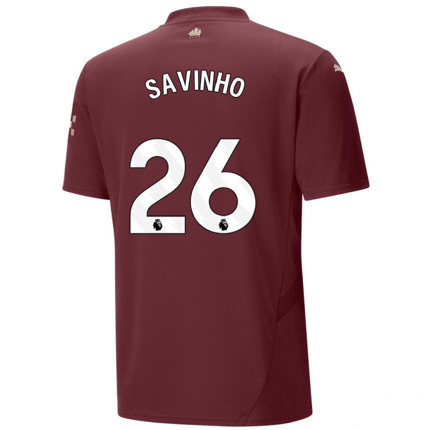 Niño Fútbol Camiseta Savinho #26 Granate Equipación Tercera 2024/25