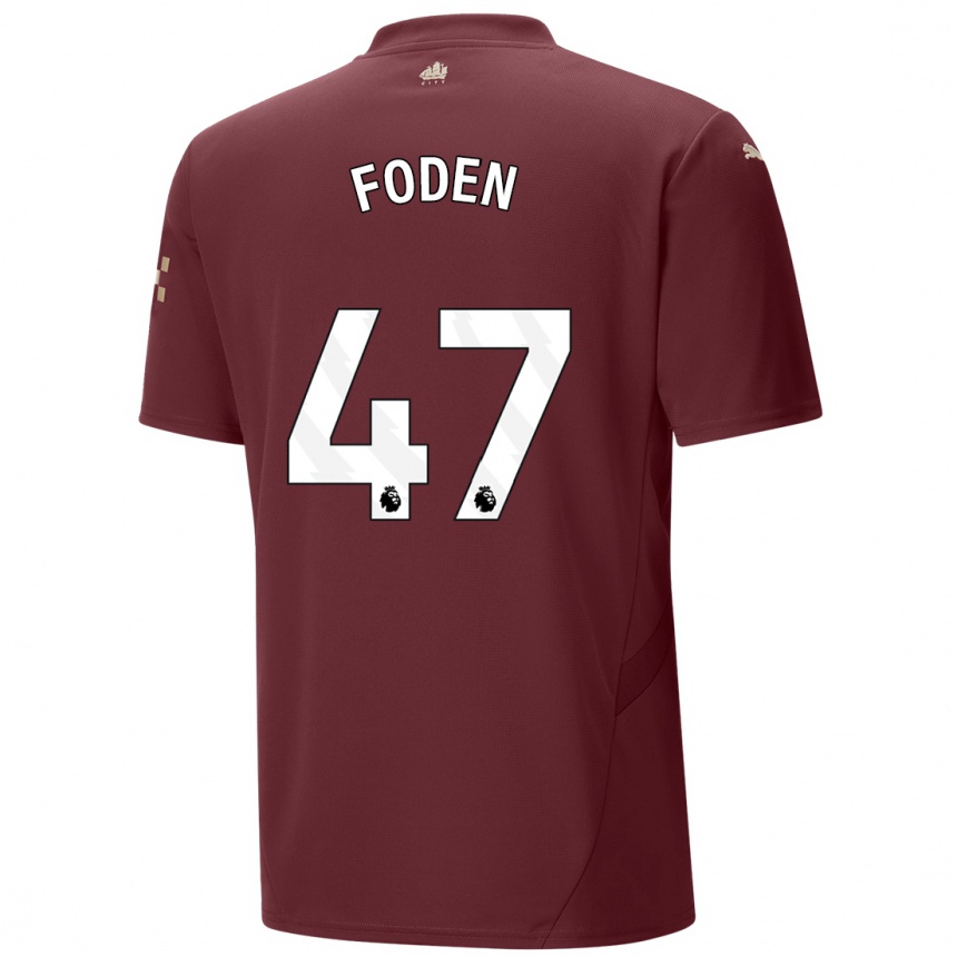 Niño Fútbol Camiseta Phil Foden #47 Granate Equipación Tercera 2024/25