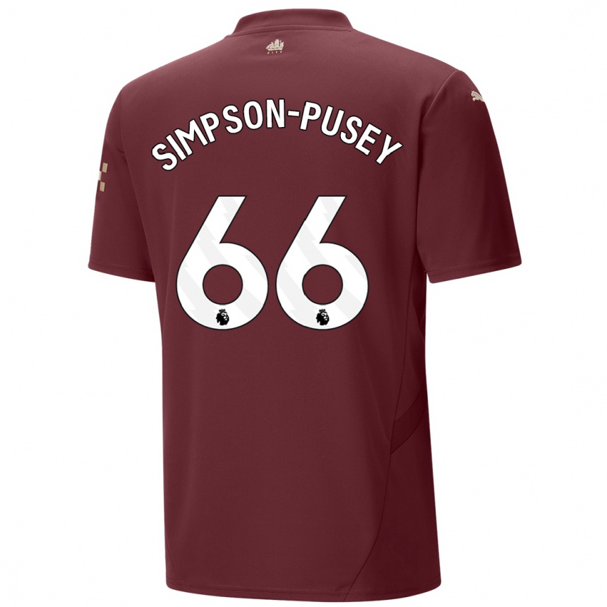 Niño Fútbol Camiseta Jahmai Simpson-Pusey #66 Granate Equipación Tercera 2024/25