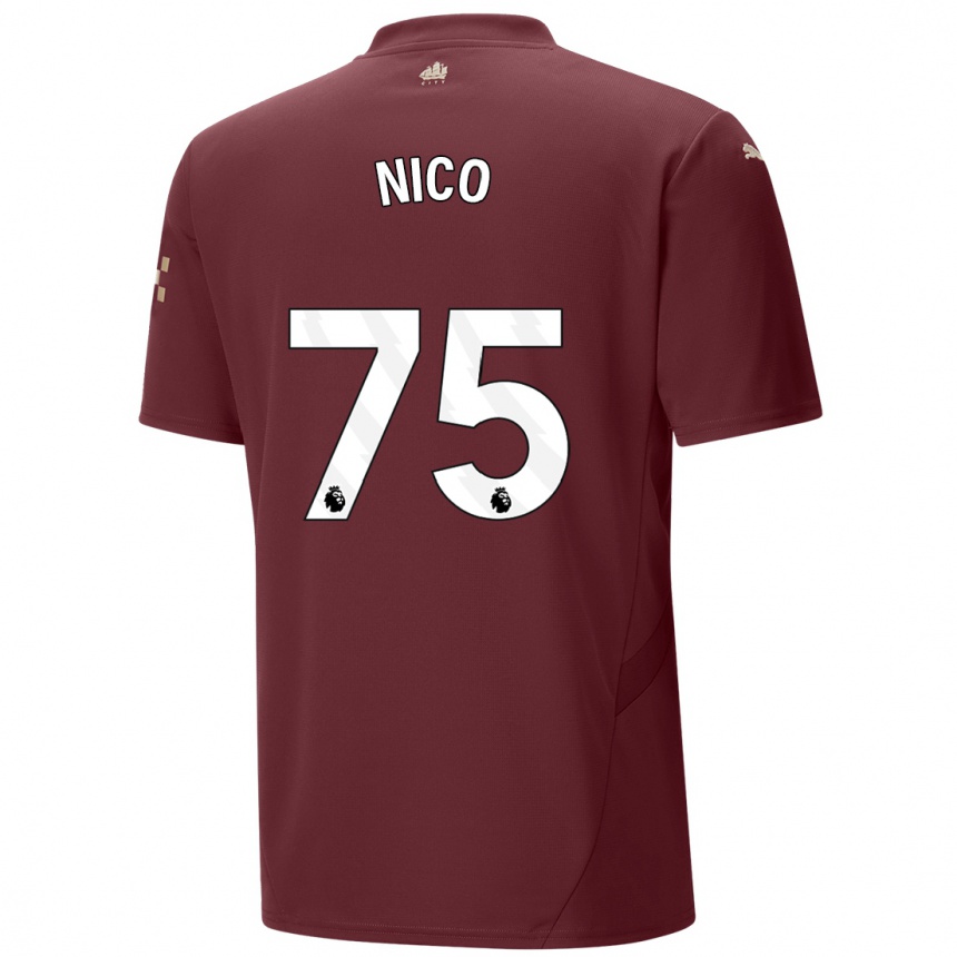 Niño Fútbol Camiseta Nico O'reilly #75 Granate Equipación Tercera 2024/25