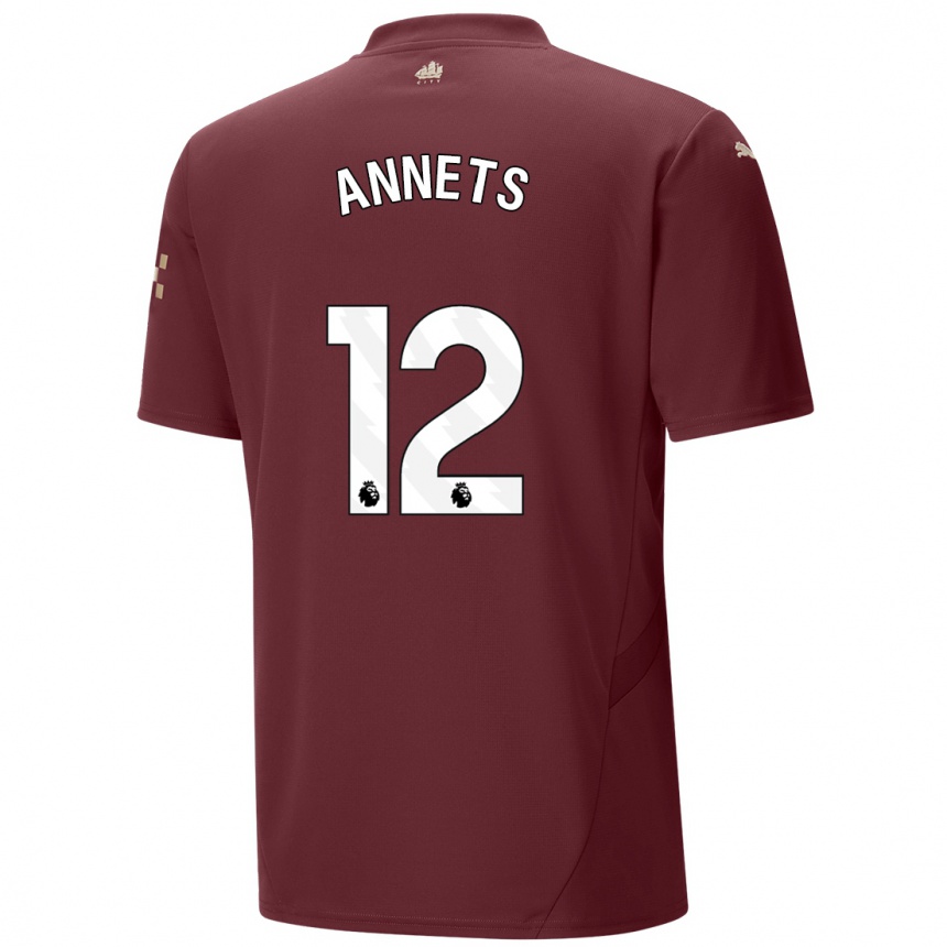 Niño Fútbol Camiseta Eve Annets #12 Granate Equipación Tercera 2024/25