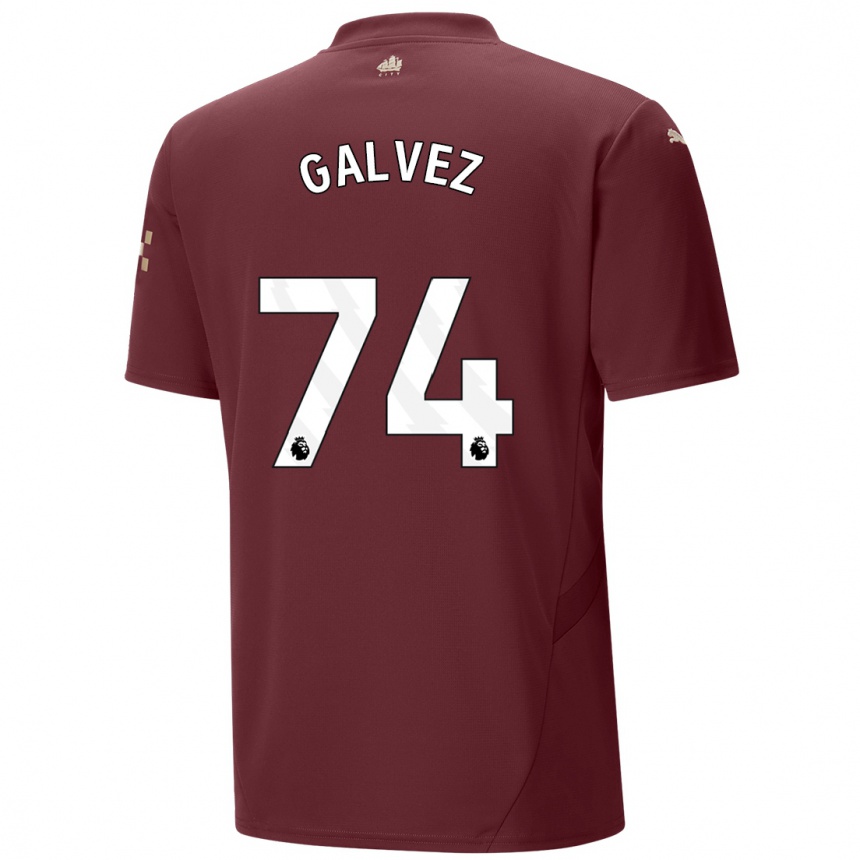 Niño Fútbol Camiseta Tomas Galvez #74 Granate Equipación Tercera 2024/25