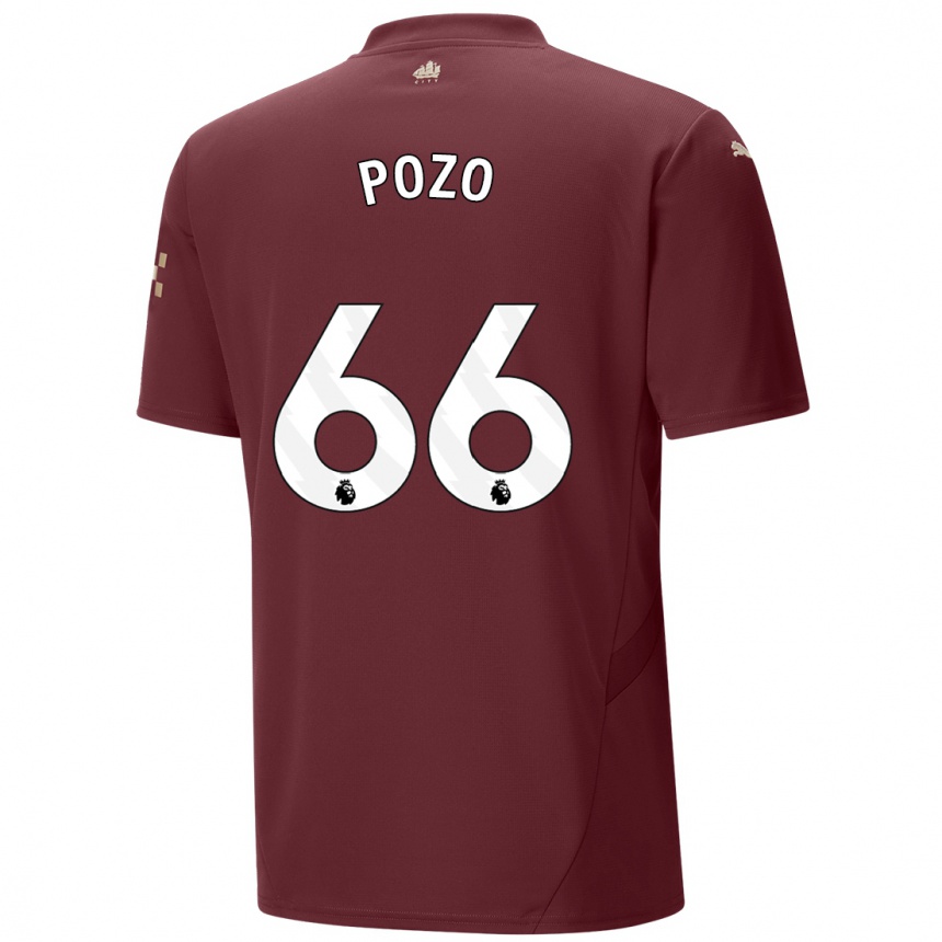 Niño Fútbol Camiseta Iker Pozo #66 Granate Equipación Tercera 2024/25