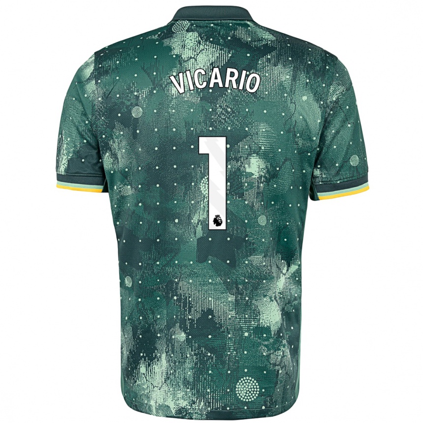 Niño Fútbol Camiseta Guglielmo Vicario #1 Verde Menta Equipación Tercera 2024/25