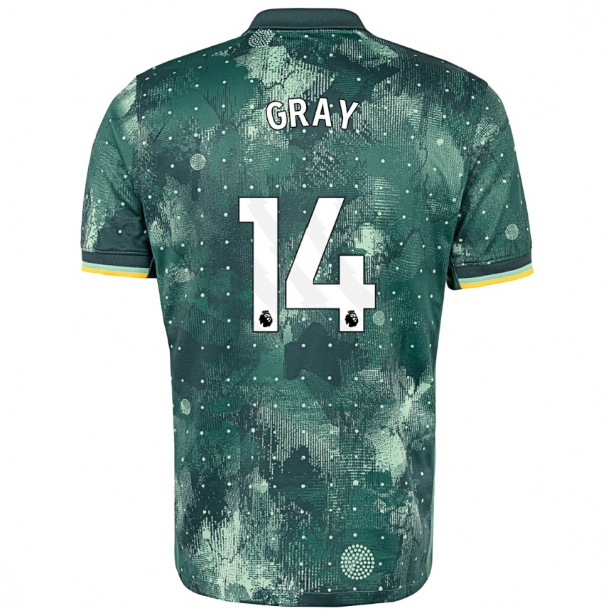 Niño Fútbol Camiseta Archie Gray #14 Verde Menta Equipación Tercera 2024/25